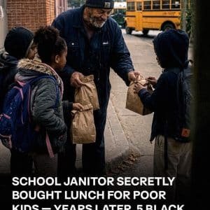 The School Janitor Who Fed Hungry Kids in Secret — Years Later, Five Black SUVs Pulled Up to His Trailer